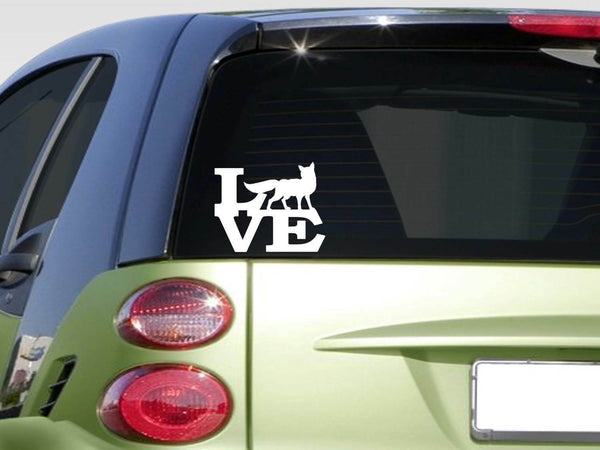 Fox love sticker *H366* 6 inch vinyl red fox foxy grey fox hound trap fur zoo