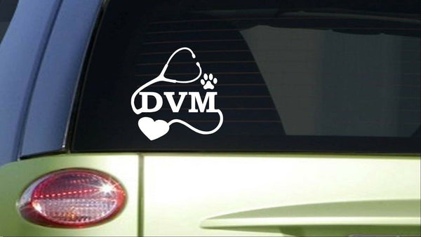 Dvm heart *I393* 8 inch Sticker decal doctor vet tech animal dog cat wormer