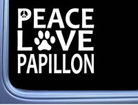 Papillon Peace Love L615 Dog Sticker 6" decal