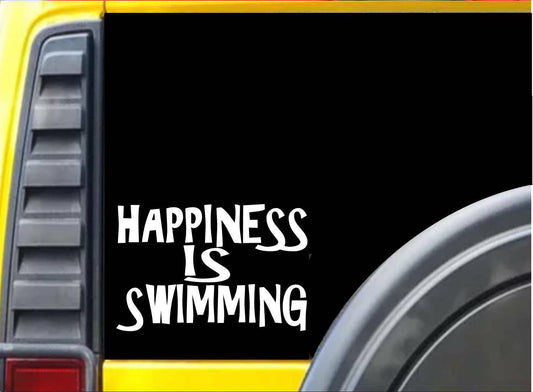 Happiness Is Swimming Vinyl Decal – 8 Inch