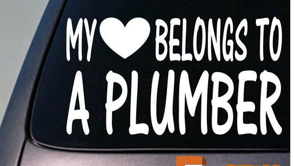 My heart belongs to a plumber sticker decal *D819*