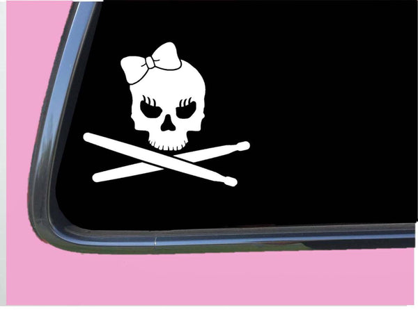 Drummer Girl Crossbones TP 420 vinyl 6" Decal Sticker snare bass pedal drumset