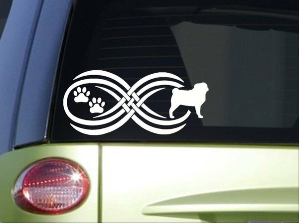 Tribal Pug Infinity Sitcker *I796* 8.5 inch wide decal