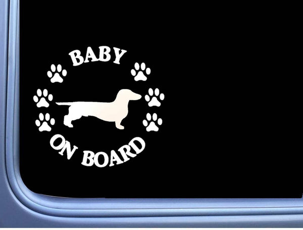 Baby on Board Dachshund Smooth L511 6" Sticker dog decal