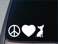 Peace love Chihuahua sticker *H118* 8" vinyl chihuahua