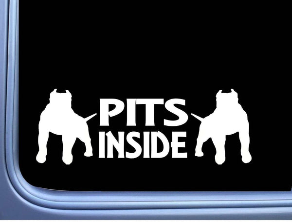 Pits Inside L236 dog 8 inch pit bull sticker decal