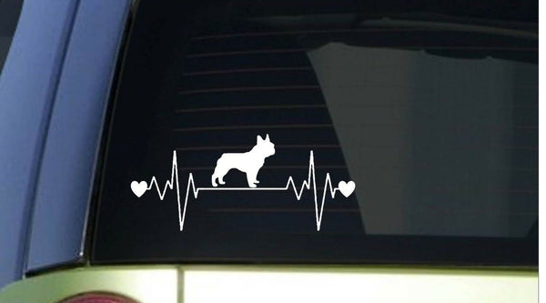 Frenchie heartbeat lifeline *I215* 8" wide Sticker decal french bulldog