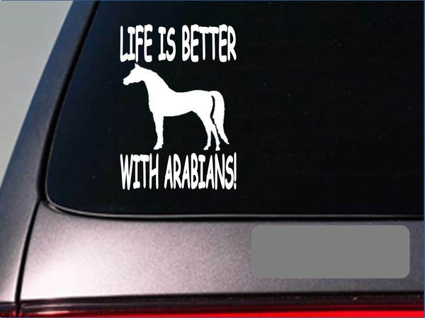 Life is better with arabians *F390* 6" sticker decal trailor horse ponies comb