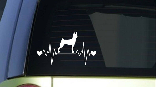 Basenji heartbeat lifeline *I173* 8" wide Sticker decal