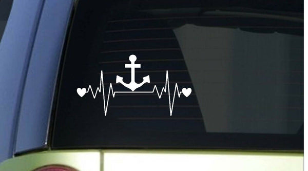 Anchor heartbeat lifeline *I169* 8" wide Sticker decal