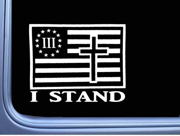 I Stand L569 6 inch decal American for the Flag cross sticker