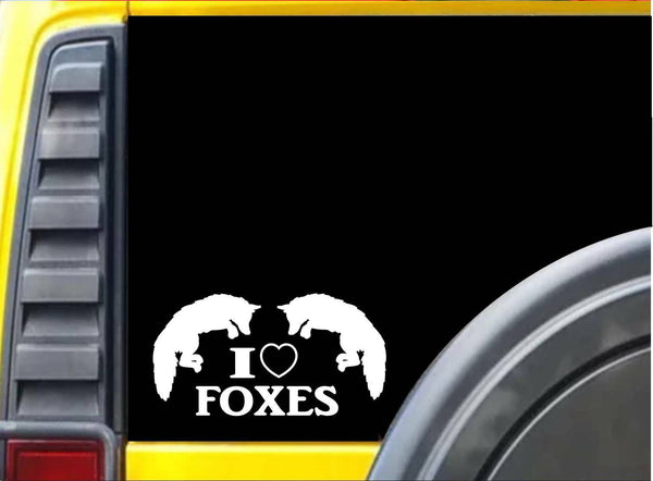 I love (heart) Foxes Sticker L034 8 inch fox decal