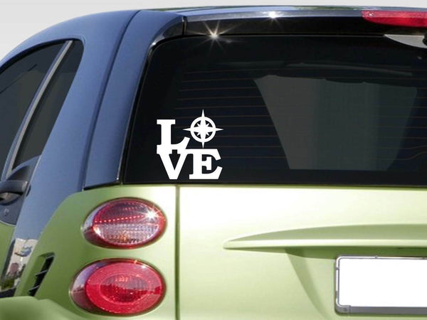 Compass Rose love Sticker *G582* 8" Vinyl beach captain new england beach coast