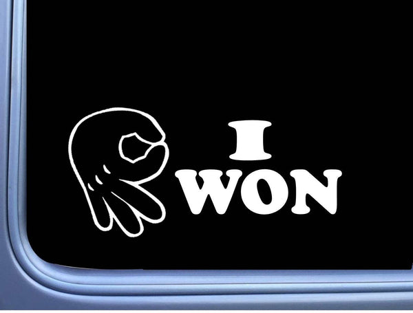 I Won Circle Game Vinyl Decal M123 8 Inch Sticker car laptop mickey hand looked