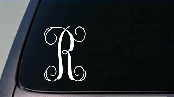 Monogram R vine initialI363 6 inch tall Sticker decal letters gift