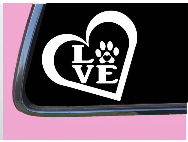 Love Dog Paw Heart TP 330 Sticker 6" Decal breed rescue dog collar kennel leash