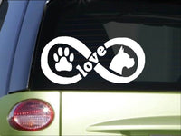 Boxer Infinity sticker *H382* 4 x 8.5  inch vinyl dog love decal