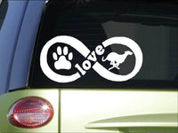 Greyhound Infinity sticker *H393* 4 x 8.5  inch vinyl dog love decal