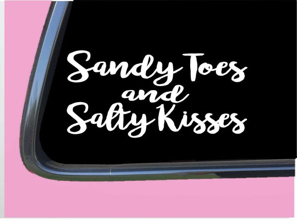 Sandy Toes Salty Kisses TP 294 Sticker 8" Decal beach girl tanning oil lotion