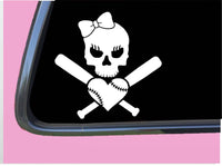 Softball Skull Sticker TP 406 vinyl 6" Decal Fastpitch pitcher catcher glove