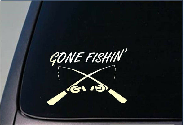 Gone Fishing 8" STICKER *F447* fish hook net bait cast rod reel line boat bass