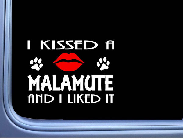 Alaskan Malamute kissed L861 8" dog window decal sticker