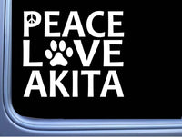 Akita Peace Love L655 Dog Sticker 6" decal