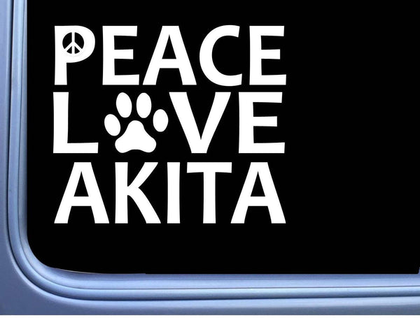 Akita Peace Love L655 Dog Sticker 6" decal