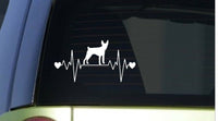 Rat Terrier heartbeat lifeline *I241* 8" wide Sticker decal dog