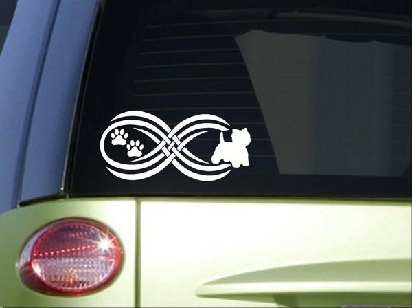 Tribal Westie Infinity sticker *I804* 8.5 inch wide West Highland decal