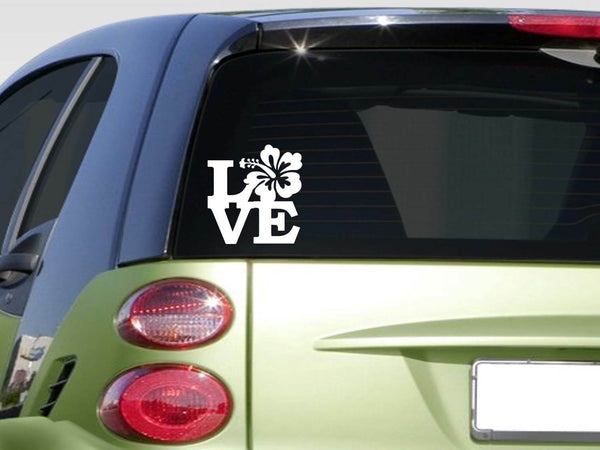 Hibiscus love 6" sticker *F259* vacation decal car decal window laptop hawaii