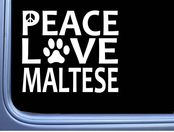 Maltese Peace Love L652 Dog Sticker 6" decal