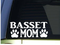 Basset Mom sticker *H354* 8.5 inch wide vinyl dog basset hound