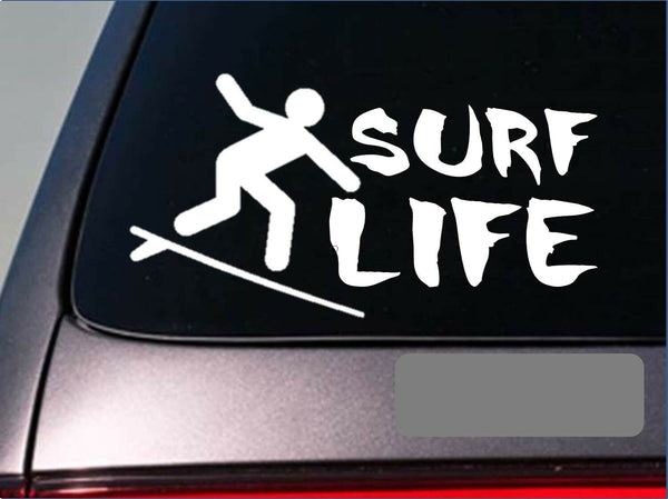 Surf life surf board wax surfing ocean beach *E221* wave 8" STICKER DECAL