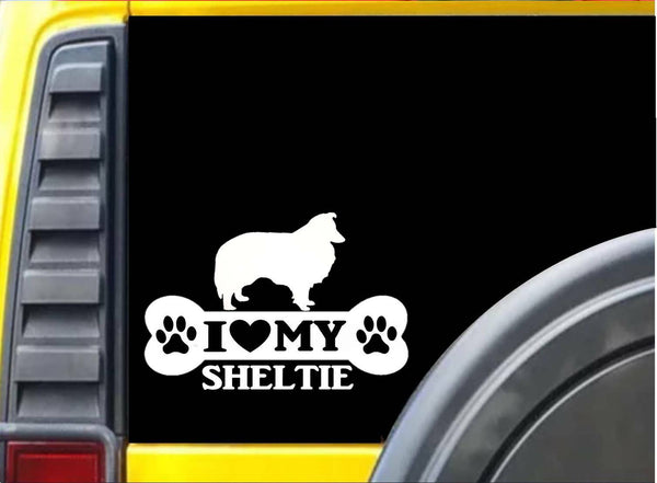 Sheltie Bone Sticker L074 8 inch Shetland sheepdog decal