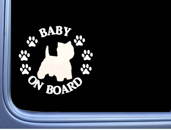 Baby on Board Westie L523 6" Sticker dog decal