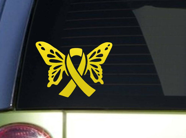 Endometriosis Yellow Butterfly *J100* 7.5 inch wide Sticker Endo Decal