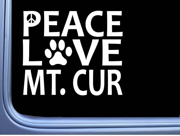 Mountain Cur Peace Love L653 Dog Sticker 6" decal