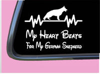 German shepherd Heart Beats for Lifeline TP 384 vinyl 6" dog breed Decal Sticker