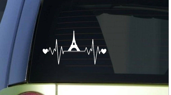 Eiffel tower heartbeat lifeline *I209* 8" wide Sticker decal