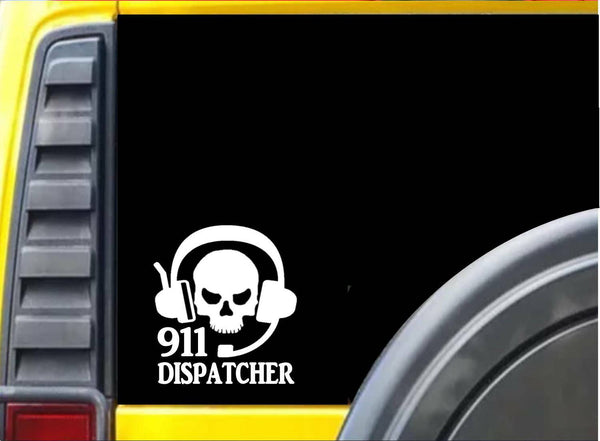 911 Dispatcher Skull Headset K490 6 inch Sticker 911 dispatch decal