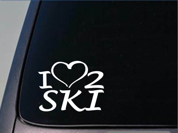 I heart to ski sticker *H231* 8 inch wide vinyl water ski slope decal