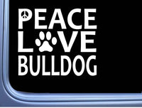 English Bulldog Peace Love L620 Dog Sticker 6" decal