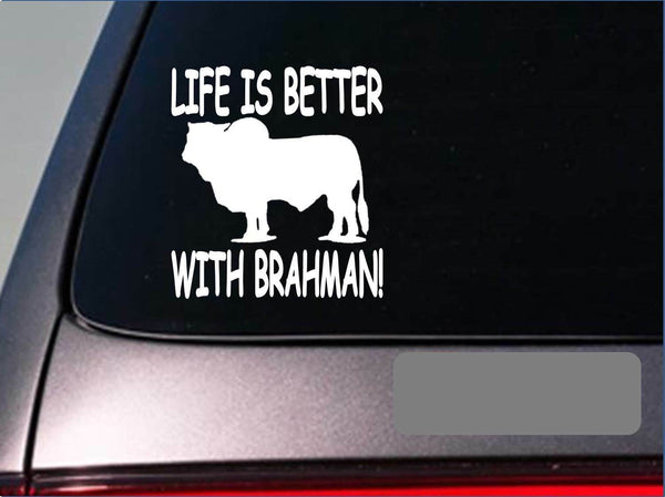 Life is better with brahman *f429* sticker decal cattle black texas beef stock