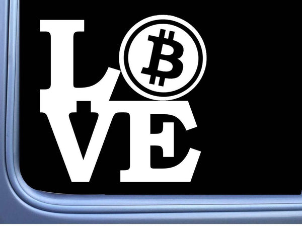 Bitcoin Love L691 6 inch Sticker hold cryptocurrency decal