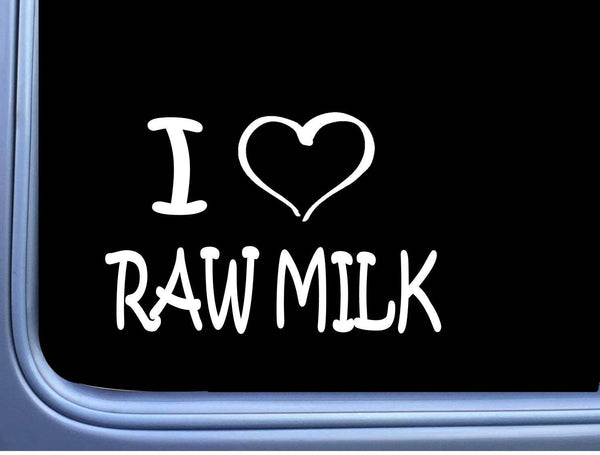 I Heart Raw Milk L835 8" Sticker Decal Milking Machine Milker Cow Holstein Cattl