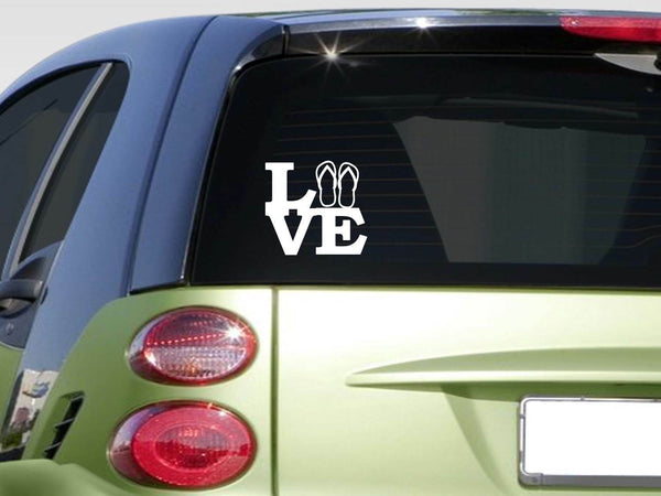 Flip flop love 6" STICKER *F193* DECAL beach ocean sand tan bikini