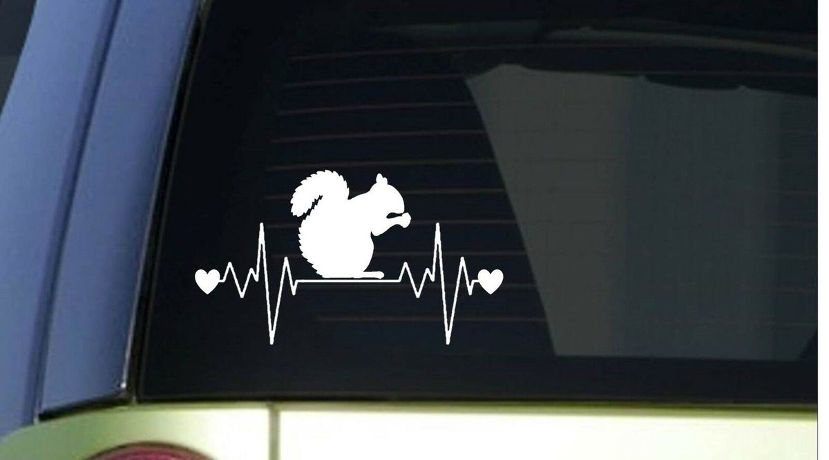 Squirrel Heartbeat Lifeline Wide Vinyl Decal – 8 Inch