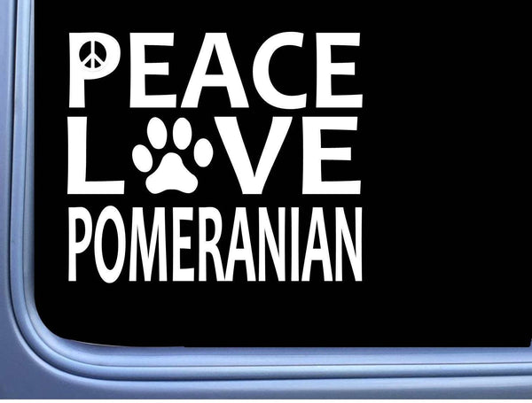 Pomeranian Peace Love L612 Dog Sticker 6" decal