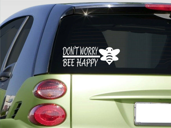 Don't worry bee happy 8" sticker *E880* beekeeper hive honey pollen super comb